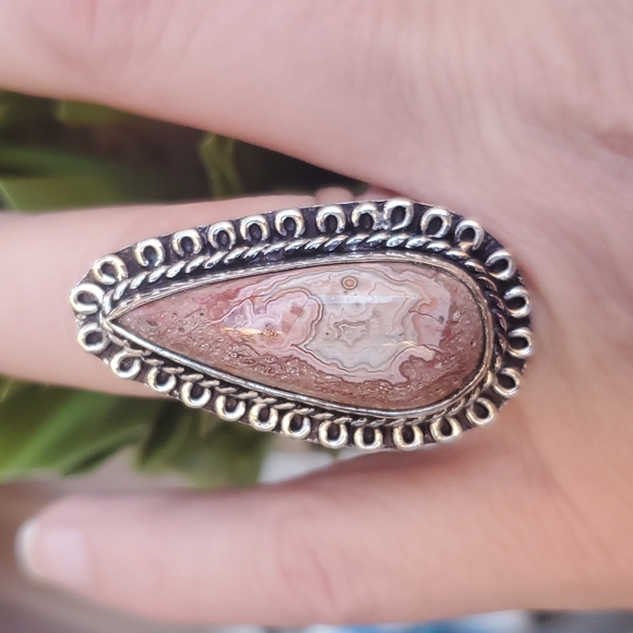 New Crazy Lace Agate 925 Silver Ring. - Picture 2 of 12